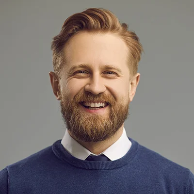 Happy Cheerful Man With Thick Beard Mustache And Friendly Positive Smiling Face