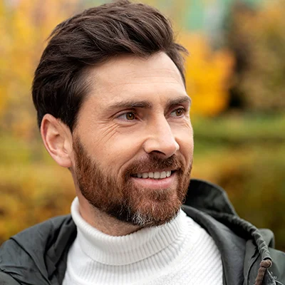 Middle Aged Man With Beard And Mustache Outdoor